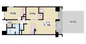 神戸市須磨区村雨町、中古マンションの間取り画像です