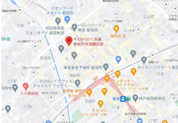 神戸市須磨区前池町、中古マンションの地図画像です