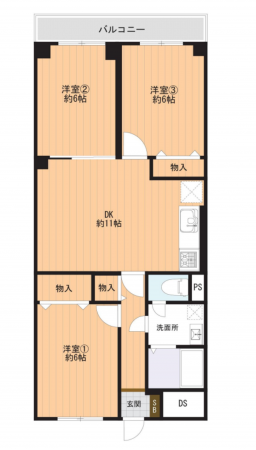 神戸市須磨区車、中古マンションの間取り画像です