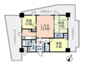 神戸市須磨区南町、中古マンションの間取り画像です