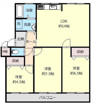 神戸市須磨区竜が台、中古マンションの間取り画像です