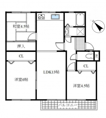 神戸市須磨区高倉台、中古マンションの間取り画像です