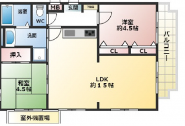 神戸市須磨区大田町、中古マンションの間取り画像です