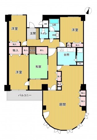 神戸市須磨区妙法寺、中古マンションの間取り画像です