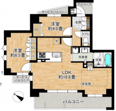 神戸市須磨区東町、中古マンションの間取り画像です