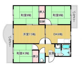 神戸市須磨区神の谷、中古マンションの間取り画像です