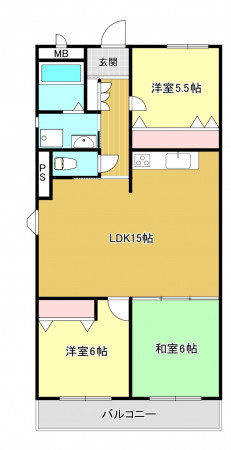 神戸市須磨区大田町、中古マンションの間取り画像です