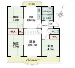 神戸市須磨区神の谷、中古マンションの間取り画像です