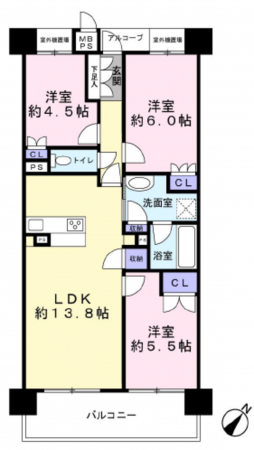 神戸市須磨区須磨寺町、中古マンションの間取り画像です