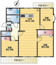 神戸市須磨区神の谷、中古マンションの間取り画像です