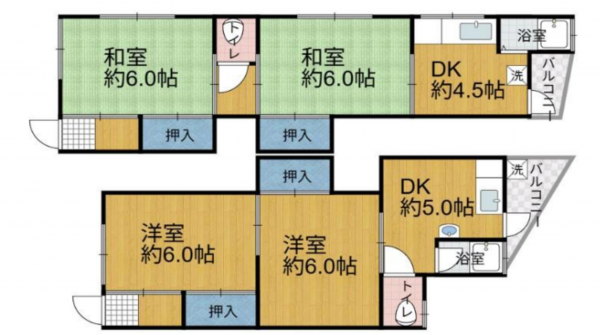 神戸市須磨区妙法寺、収益物件/アパートの間取り画像です