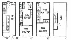 神戸市須磨区白川台、収益物件/店舗付住宅の間取り画像です