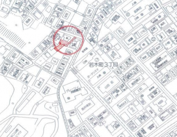 神戸市須磨区上細沢町、土地の地図画像です