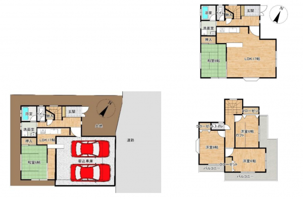 神戸市須磨区車、中古一戸建ての間取り画像です