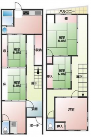 神戸市須磨区月見山本町、中古一戸建ての間取り画像です