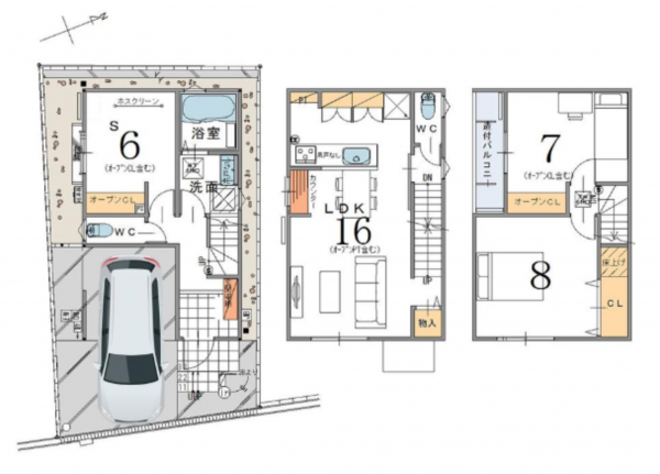 神戸市須磨区多井畑、新築一戸建ての間取り画像です