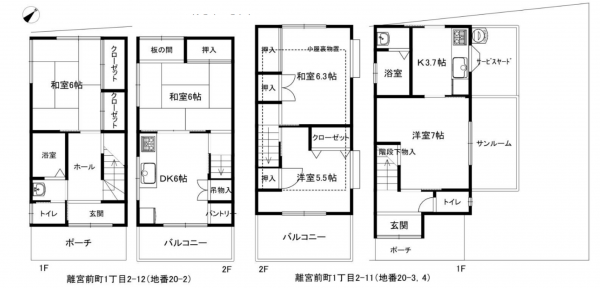 神戸市須磨区離宮前町、中古一戸建ての間取り画像です