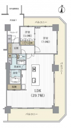 神戸市須磨区行幸町、中古マンションの間取り画像です