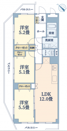 神戸市須磨区須磨浦通、中古マンションの間取り画像です