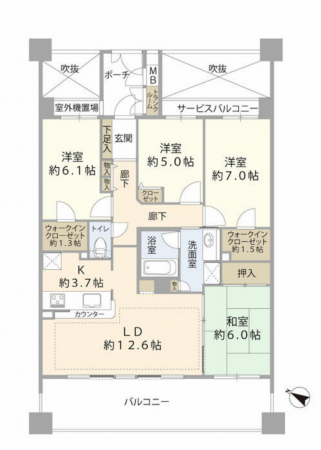 神戸市須磨区潮見台町、中古マンションの間取り画像です