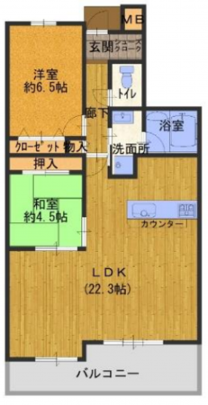 神戸市須磨区潮見台町、中古マンションの間取り画像です