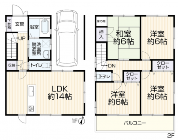 神戸市須磨区妙法寺、中古一戸建ての間取り画像です