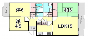 神戸市須磨区北落合、中古マンションの間取り画像です