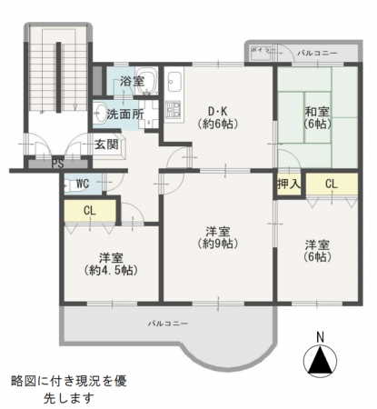 神戸市須磨区西落合、中古マンションの間取り画像です