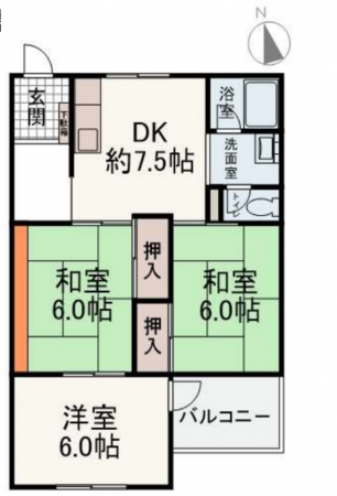神戸市須磨区白川台、中古マンションの間取り画像です