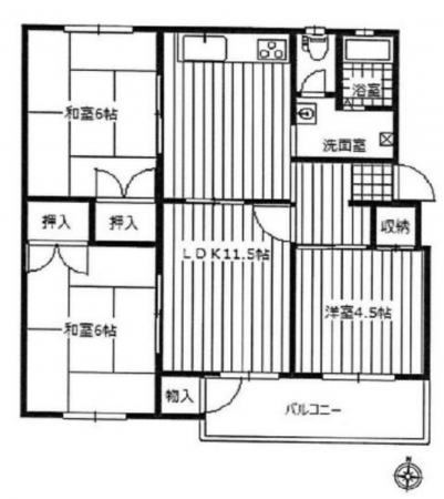 神戸市須磨区高倉台、中古マンションの間取り画像です