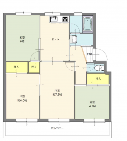 神戸市須磨区竜が台、中古マンションの間取り画像です