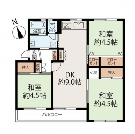 神戸市須磨区高倉台、中古マンションの間取り画像です
