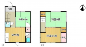 神戸市須磨区大手町、中古一戸建ての間取り画像です
