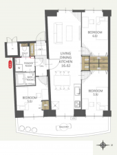 神戸市須磨区竜が台、中古マンションの間取り画像です