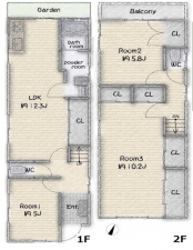 神戸市須磨区天神町、中古一戸建ての間取り画像です