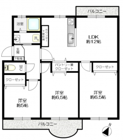 神戸市須磨区横尾、中古マンションの間取り画像です