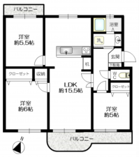 神戸市須磨区横尾、中古マンションの間取り画像です