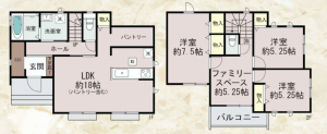 神戸市須磨区車、新築一戸建ての間取り画像です