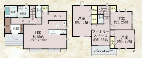 神戸市須磨区車、新築一戸建ての間取り画像です
