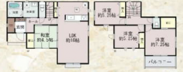 神戸市須磨区車、新築一戸建ての間取り画像です
