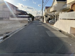 神戸市須磨区北落合、土地の前面道路を含む現地写真画像です