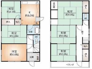 神戸市須磨区若木町、中古一戸建ての間取り画像です
