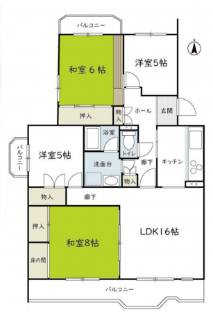 神戸市須磨区北落合、中古マンションの間取り画像です