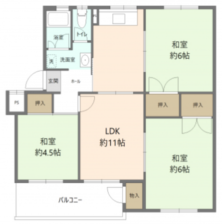 神戸市須磨区高倉台、中古マンションの間取り画像です