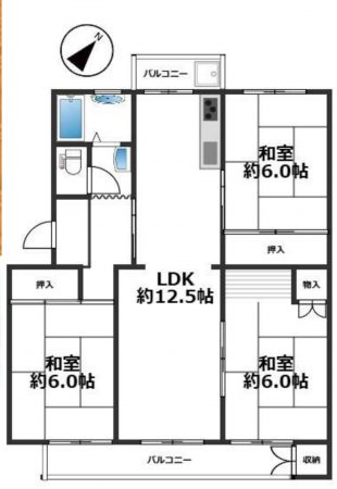 神戸市須磨区一ノ谷町、中古マンションの間取り画像です