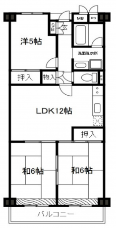 神戸市須磨区白川台、中古マンションの間取り画像です