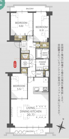 神戸市須磨区離宮前町、中古マンションの間取り画像です