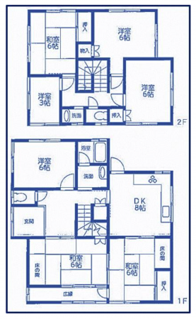 神戸市須磨区緑が丘、中古一戸建ての間取り画像です