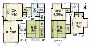 神戸市須磨区東白川台、中古一戸建ての間取り画像です