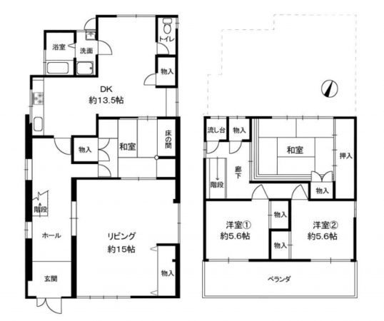 神戸市須磨区南町、中古一戸建ての間取り画像です